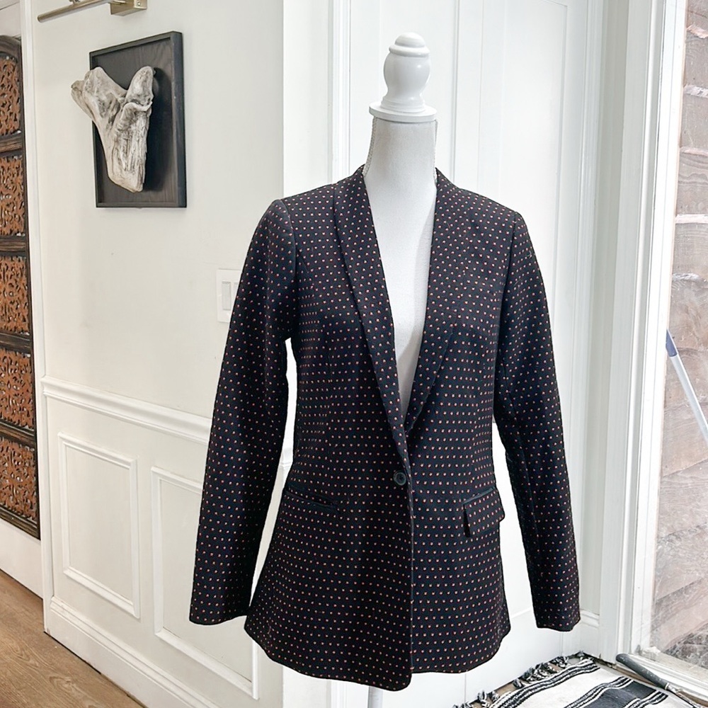 Scotch & Soda Size S Star Print Blazer Black Red Tailored Jacket NWT